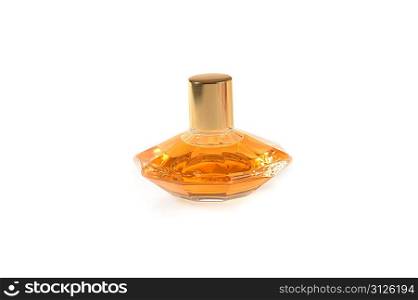 Bottle of perfume, isolated on white close up