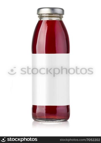 bottle of red juice isolated on white background Blank Label with clipping path