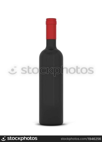 Bottle of red wine. 3d illustration isolated on white background