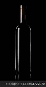 Bottle of red wine on a black background