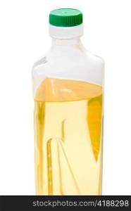Bottle of sunflower oil isolated on the white