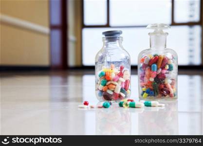 Bottle of tablets, capsules and medical drug