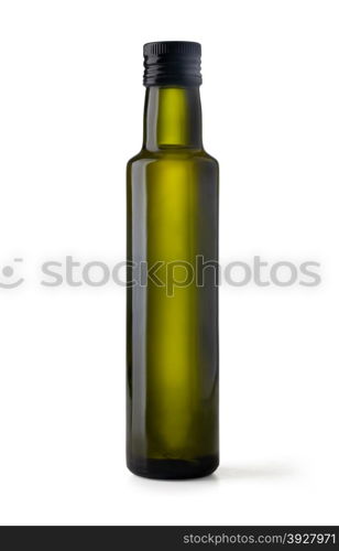 bottle of virgin olive oil on a white ground
