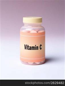 Bottle of Vitamin C tablets