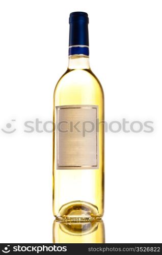 bottle of white wine isolated on white background