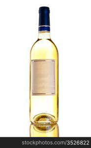 bottle of white wine isolated on white background