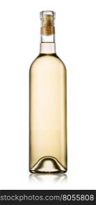 Bottle of white wine isolated on white background. Bottle of white wine