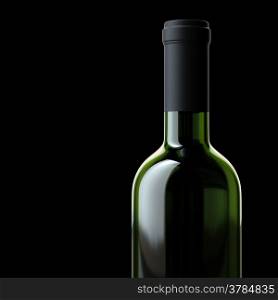 Bottle Of Wine Isolated On Black Backgroud (Illustration For Grocery Advertising)