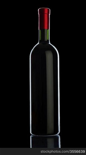 bottle of wine isolated on black background