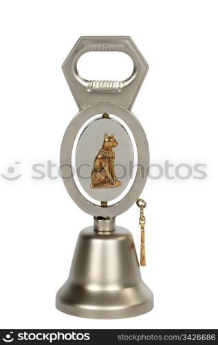 Bottle opener in the form of a bell, isolated on white background