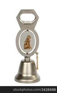 Bottle opener in the form of a bell, isolated on white background