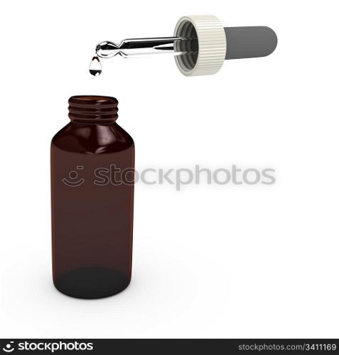 Bottle over white background. computer generated image