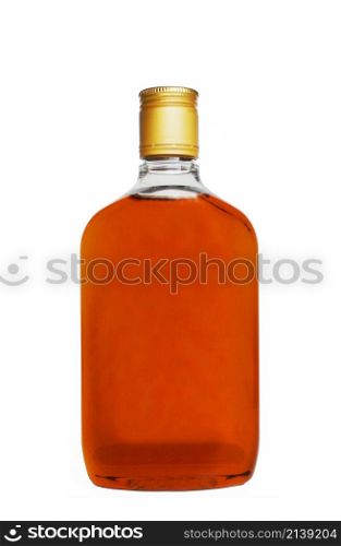 Bottle with cognac isolated on white background. Bottle with cognac