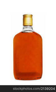 Bottle with cognac isolated on white background. Bottle with cognac