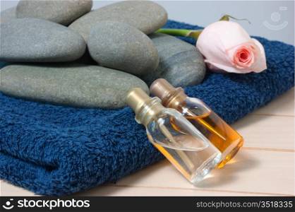 bottle with oil and aroma massage