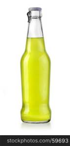 bottle with tasty drink isolated on white, clipping path