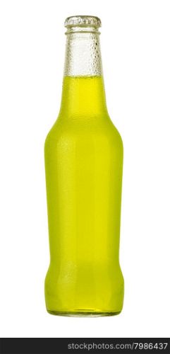 bottle with tasty drinkon white background