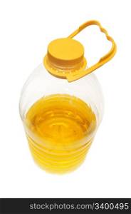 bottle with vegetable oil isolated on a white
