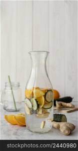 bottle with water citrus cucumber