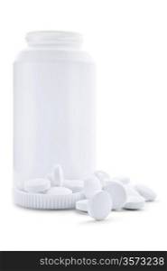 bottle with white tablets isolated