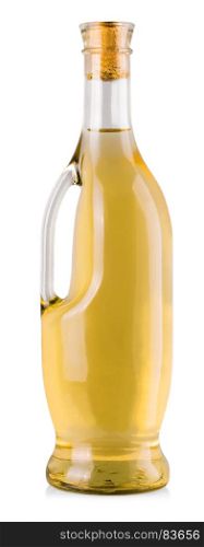 bottle with white wine in a white background