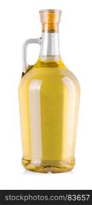 bottle with white wine in a white background