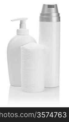 bottles and cotton pads