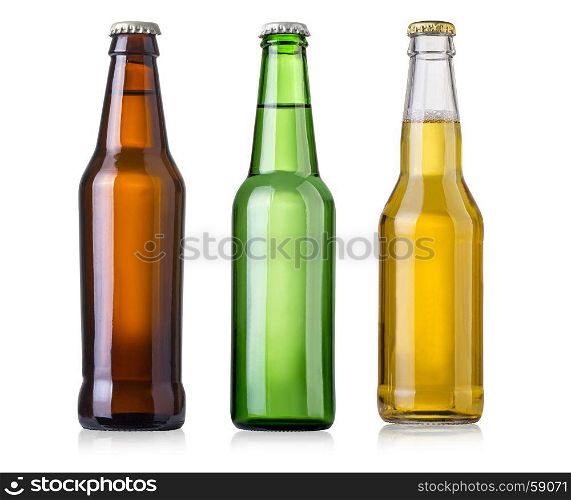 bottles of beer on white background
