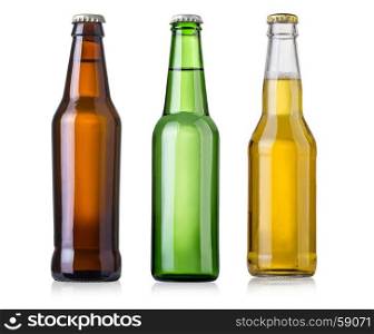 bottles of beer on white background
