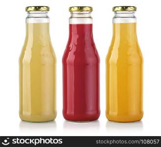 Bottles of juice isolated on white background