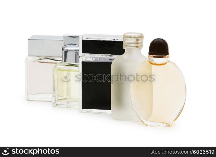 Bottles of perfume isolated on the white