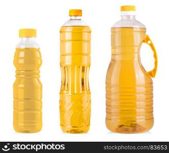 Bottles of sunflower oil isolated on white background