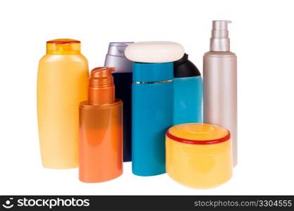 bottles of the cosmetic isolated on white background