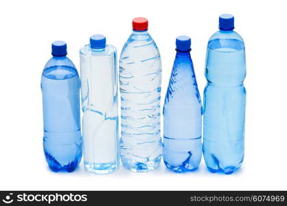 Bottles of water isolated on the white