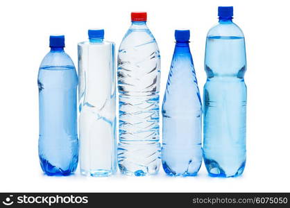 Bottles of water isolated on the white