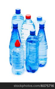 Bottles of water isolated on the white