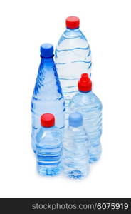 Bottles of water isolated on the white