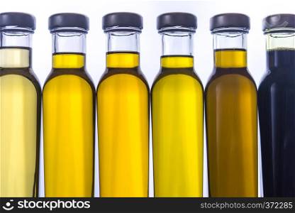 Bottles with different kinds of vegetable oil