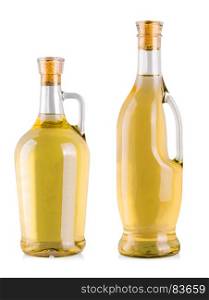 bottles with white wine in a white background