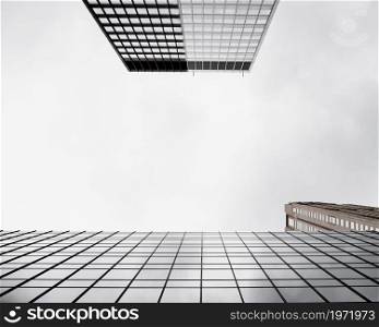 bottom view modern glass buildings. High resolution photo. bottom view modern glass buildings. High quality photo