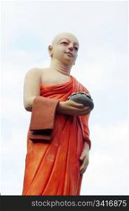 Bottom view of a historic buddha statue in Sri Lanka