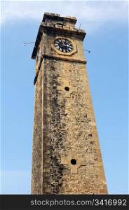 Bottom view of a Historic clock tower in Sri Lanka