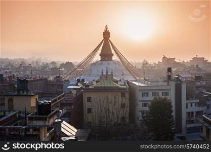 Boudhanath is a buddhist stupa in Kathmandu, Nepal