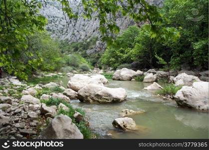 Boulders in the river in Kazankaya canyon, Turkey