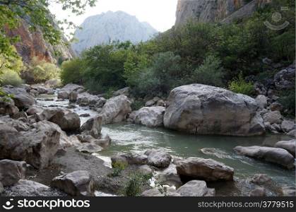 Boulders in the river in Kazankaya canyon, Turkey