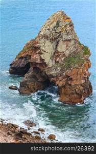 Boulders near shore. Atlantic ocean coast. View from Cape Roca (Cabo da Roca), Portugal.