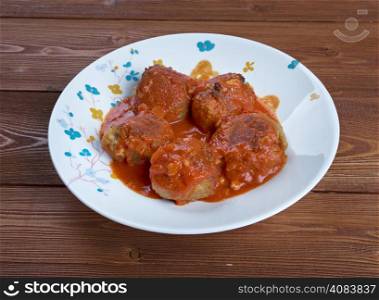 Boulettes de poisson Moroccan cuisine - fishballs in tomato sauce