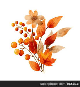 Bouquet of autumn leaves watercolor style