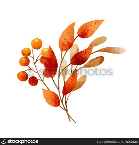 Bouquet of autumn leaves watercolor style