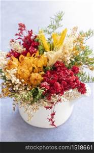Bouquet of colorful dried flowers